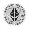Crypto currency ethereum black and white symbol