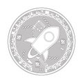 Crypto currency stellar black and white symbol