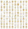 Crypto currency blockchain assets vector logo set golden isolated on white background - illustration