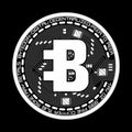Crypto currency bytecoin black and white symbol