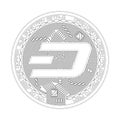 Crypto currency dash black and white symbol Royalty Free Stock Photo