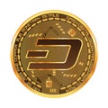 Crypto currency dash golden symbol