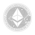 Crypto currency ethereum black and white symbol