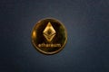 Ethereum, ETH, Crypto Coin on black background Royalty Free Stock Photo