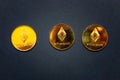 Ethereum, ETH, Crypto Coin on black background Royalty Free Stock Photo