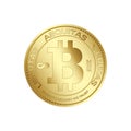 Crypto currency golden coin bitcoin symbol. Vector. Royalty Free Stock Photo