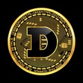 Crypto currency dogecoin golden symbol Royalty Free Stock Photo