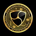 Crypto currency nem golden symbol