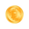 Crypto currency golden coin on white background. Bitcoin symbol of electronic money. Flat Illustration EPS 10 Royalty Free Stock Photo