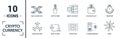 Crypto Currency icon set. Include creative elements decentralized, encrypted, ethereum wallet, node, halving icons. Can be used