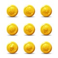 Crypto-currency Icons isolated on white background. Royalty Free Stock Photo