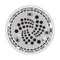 Crypto currency iota black and white symbol