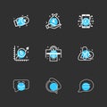 Crypto currency , mobile , graph , message ,chat , phone , conversation , 9 eps icons set vector Royalty Free Stock Photo