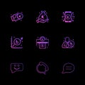 Crypto currency , mobile , graph , message ,chat , phone , conversation , 9 eps icons set vector Royalty Free Stock Photo