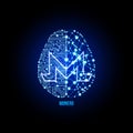 Crypto currency monero on brain background