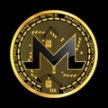 Crypto currency monero golden symbol Royalty Free Stock Photo