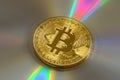 Crypto currency phisical gold bitcoin Royalty Free Stock Photo