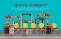 Crypto Currency Production Bitcon Mining Conveyor Technology Modern Web Money Concept Royalty Free Stock Photo