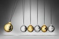 Crypto currency spherical pendulum with Altcoins. Bitcoin dominance momentum exchange cryptocurrency  blockchain market concept Royalty Free Stock Photo