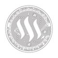 Crypto currency steem black and white symbol