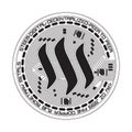 Crypto currency steem black and white symbol