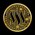 Crypto currency steem golden symbol