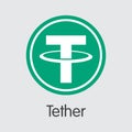 Tether Digital Currency. Vector USDT Pictogram.