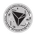 Crypto currency tron black and white symbol