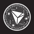 Crypto currency tron black and white symbol