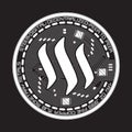 Crypto currency steem black and white symbol