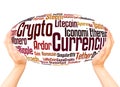 Crypto Currency word cloud hand sphere concept