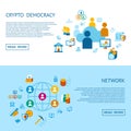 Crypto democracy icons set