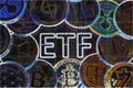 A crypto ETF - the next step towards a decentrailzed future for our money - bitcoin ETF colorful psychodelic