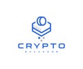 Crypto exchange, digital currency mining logo design. Cryptocurrency, virtual currency, exchange finance vector design