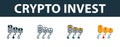 Crypto Invest icon set. Premium symbol in different styles from fintech technology icons collection. Creative crypto invest icon Royalty Free Stock Photo