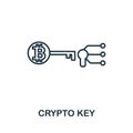 Crypto Key outline icon. Thin line concept element from fintech technology icons collection. Creative Crypto Key icon for mobile Royalty Free Stock Photo