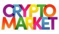 CRYPTO MARKET words vector illustration. Colored rainbow text. Vector banner. Corporate concept. Gradient Text Royalty Free Stock Photo