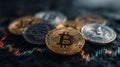 Crypto Storm: Icons in Market Turbulence. Generative AI Royalty Free Stock Photo