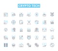 Crypto tech linear icons set. Blockchain, Bitcoin, Ethereum, Cryptocurrency, Mining, Decentralized, Wallet line vector Royalty Free Stock Photo