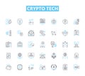 Crypto tech linear icons set. Blockchain, Bitcoin, Ethereum, Cryptocurrency, Mining, Decentralized, Wallet line vector Royalty Free Stock Photo
