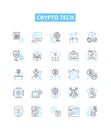 Crypto tech vector line icons set. Cryptocurrency, Blockchain, Mining, Security, Trading, Exchange, Algorithm Royalty Free Stock Photo