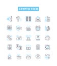 Crypto tech vector line icons set. Cryptocurrency, Blockchain, Mining, Security, Trading, Exchange, Algorithm Royalty Free Stock Photo