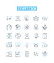 Crypto tech vector line icons set. Cryptocurrency, Blockchain, Mining, Security, Trading, Exchange, Algorithm Royalty Free Stock Photo