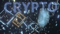 CRYPTO text and chain with binary numbers. Programming concept, 3D rendering Royalty Free Stock Photo