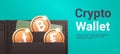 crypto wallet with golden coins cryptocurrency blockchain technology digital currency concept horizontal Royalty Free Stock Photo