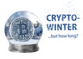 Crypto winter in a snow globe Royalty Free Stock Photo