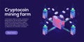 Cryptocoin mining farm layout. Cryptocurrency and blockchain net