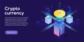 Cryptocoin mining farm layout. Cryptocurrency and blockchain net Royalty Free Stock Photo