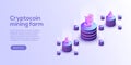 Cryptocoin mining farm layout. Cryptocurrency and blockchain net