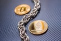 Cryptocoins and a silver chain